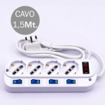 Compra V-TAC Multipresa con Cavo 1,5m 4 Prese 10/16A 2P T... V-TAC Multipresa con Cavo 1,5m 4 Prese 10/16A 2P T...