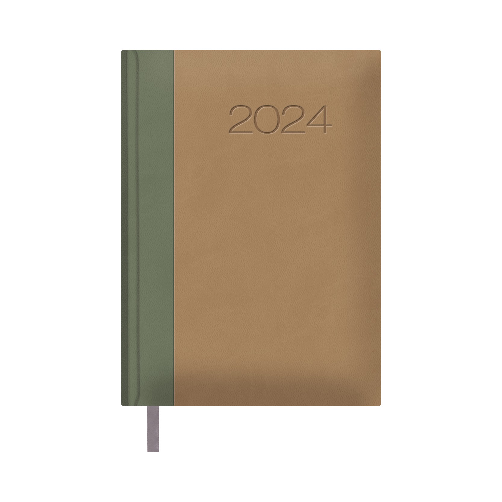 Agenda annuale Dohe Orleans - Pagina giornaliera - Copertina in similpelle  - Rilegatura cucita - Sabato e domenica stessa pagina - Dimensioni 14x20 cm  - Colore cammello/verde - - Esseshop - Il tuo Partner in Informatica, PC e  Networking