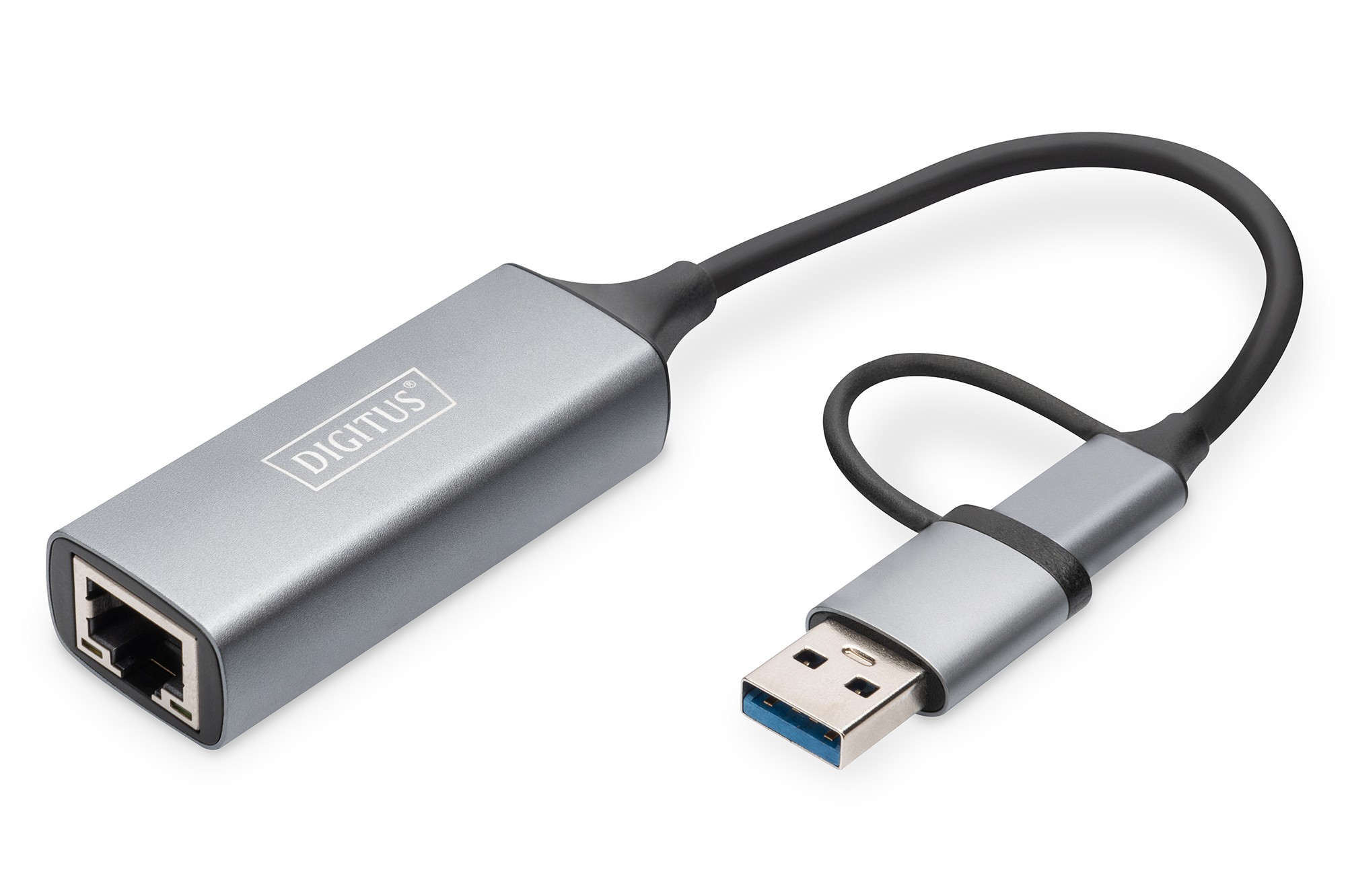 Digitus Adattatore Gigabit Ethernet Usb Type-C<Sup>™</Sup> 2.5G, Usb-C<Sup>™</Sup>  + Usb A (Usb3.1/3.0) - - Esseshop - Il tuo Partner in Informatica, PC e  Networking